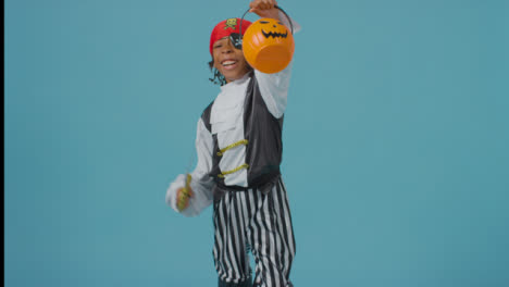 Mid-Shot-of-Little-Boy-Dressed-as-Pirate-and-Smiling